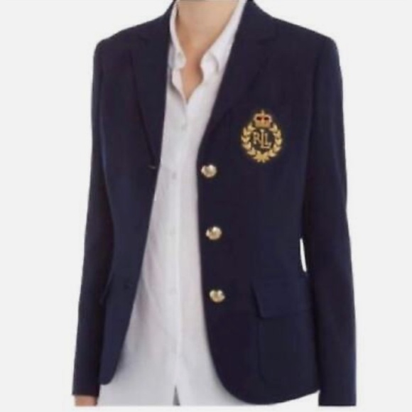 Lauren Ralph Lauren Linen Monte Carlo Crested Old Money Blazer Size 12 - Picture 15 of 15